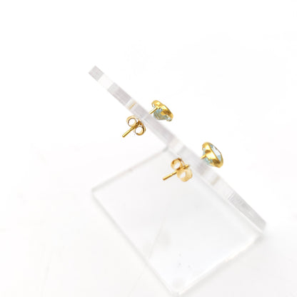 9ct Yellow Gold Heart Cut Blue Topaz Solitaire Pendant And Stud Earring Set