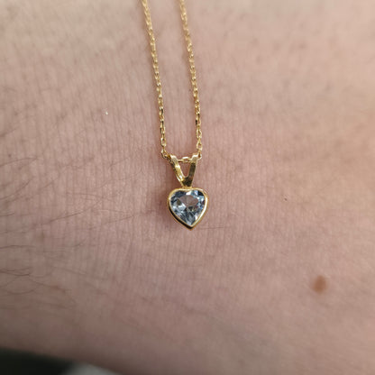 9ct Yellow Gold Heart Cut Blue Topaz Solitaire Pendant And Stud Earring Set