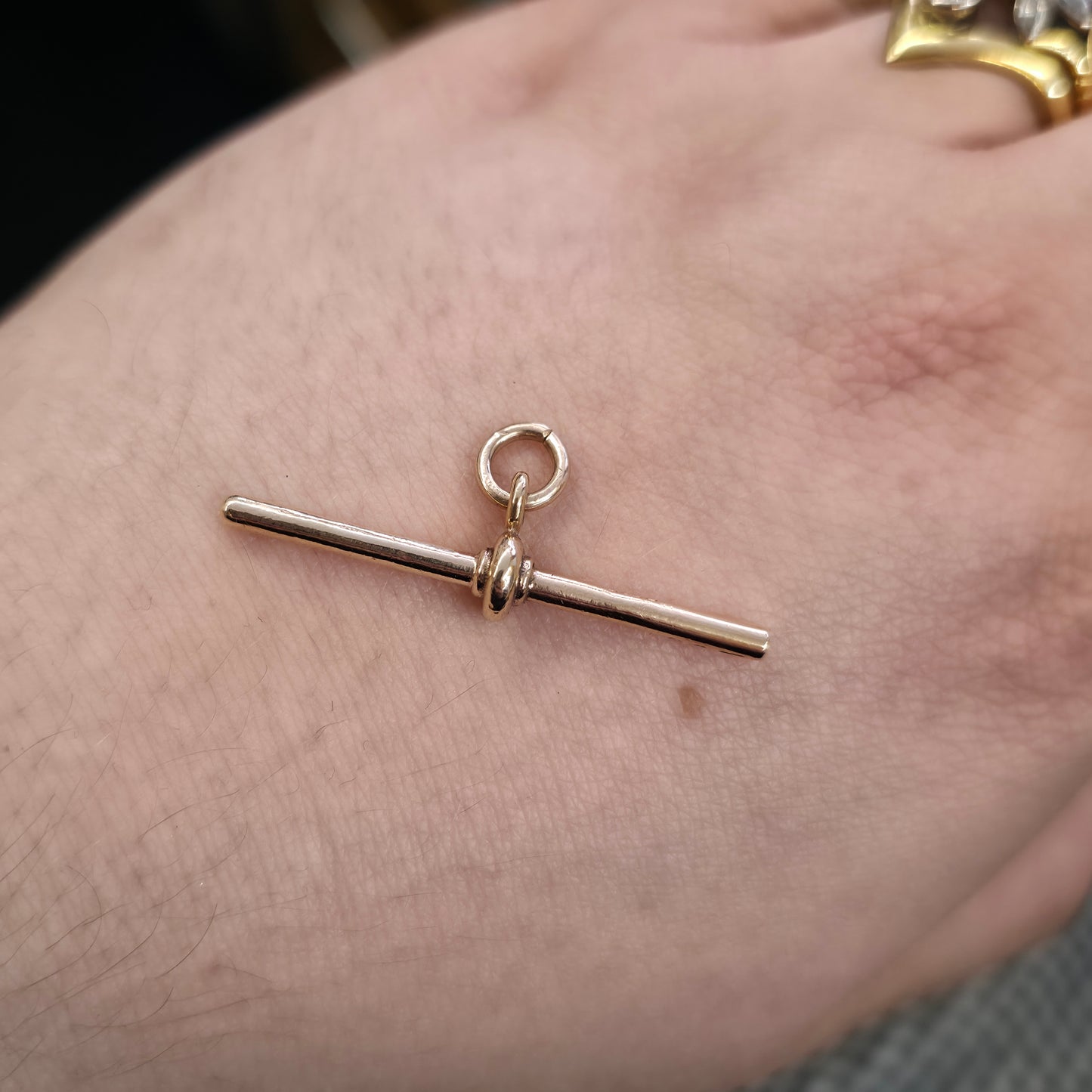 9ct Rose Gold Antique T-Bar Pendant Piece / Charm
