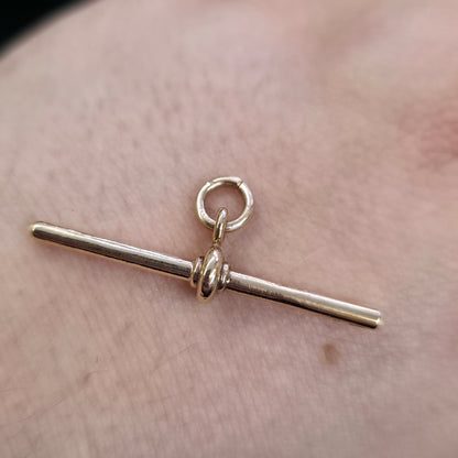 9ct Rose Gold Antique T-Bar Pendant Piece / Charm