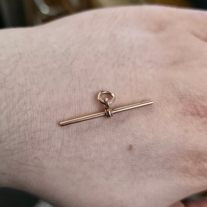 9ct Rose Gold Antique T-Bar Pendant Piece / Charm