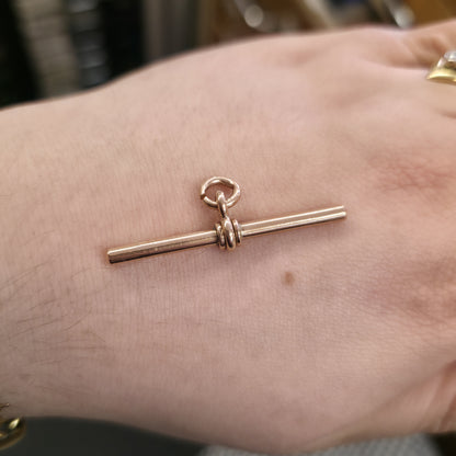 9ct Rose Gold Antique T-Bar Pendant Piece / Charm