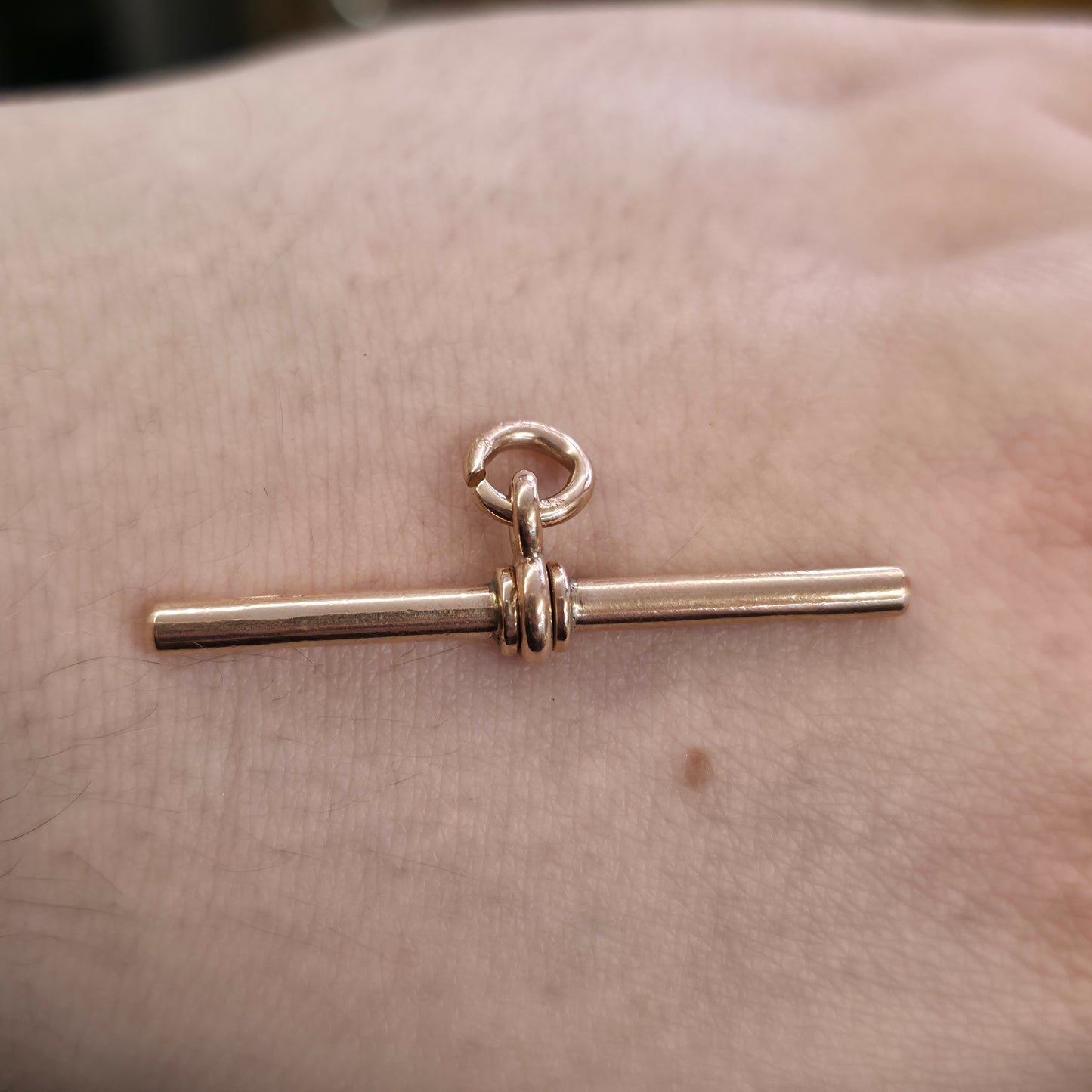 9ct Rose Gold Antique T-Bar Pendant Piece / Charm