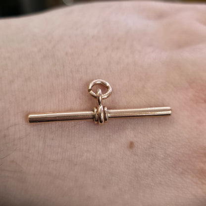 9ct Rose Gold Antique T-Bar Pendant Piece / Charm