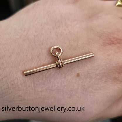 9ct Rose Gold Antique T-Bar Pendant Piece / Charm