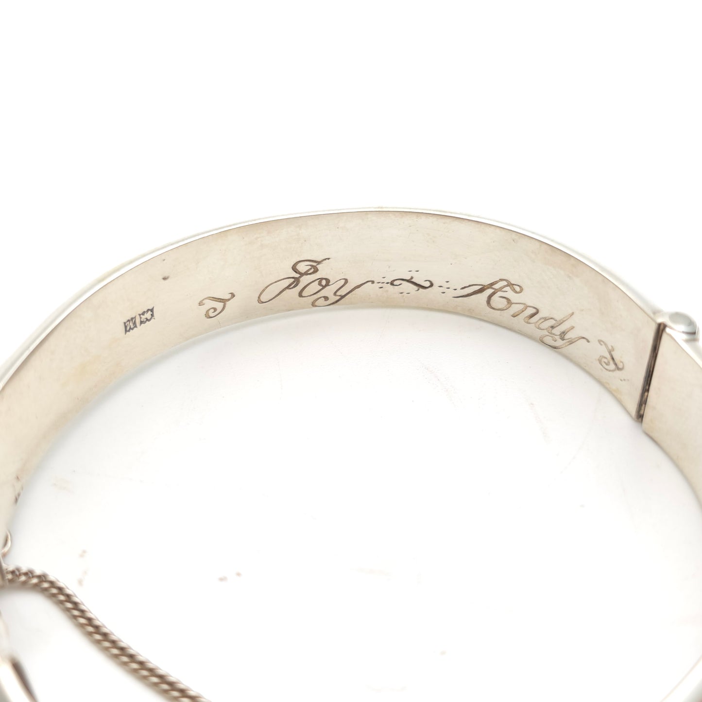 Sterling Silver Vintage Floral Engraved Patterned Hinged Bangle