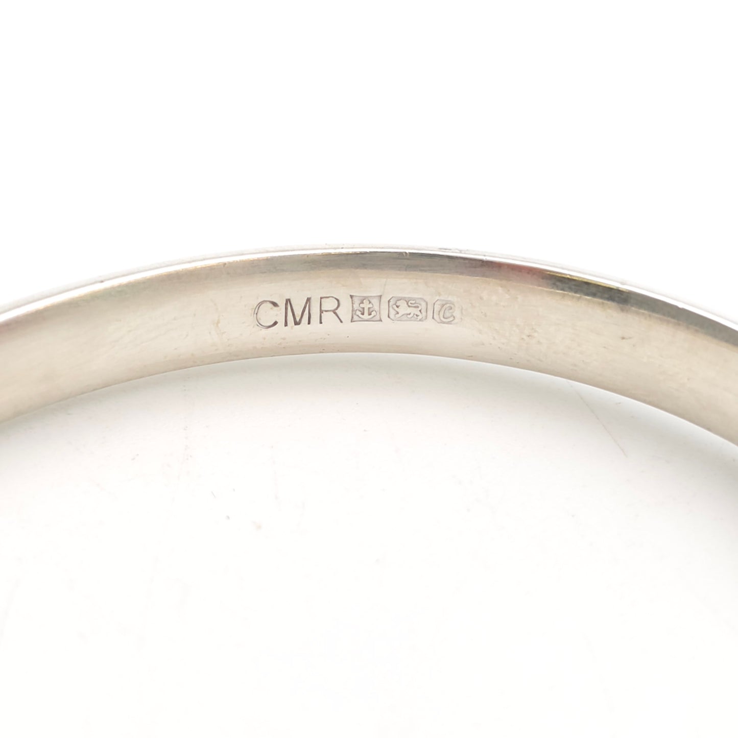 Sterling Silver Vintage Narrow Engraved Half Patterned Hinged Bangle