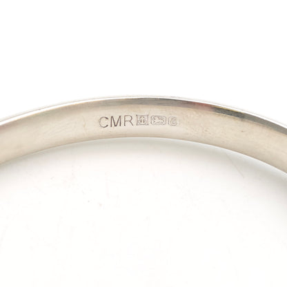 Sterling Silver Vintage Narrow Engraved Half Patterned Hinged Bangle