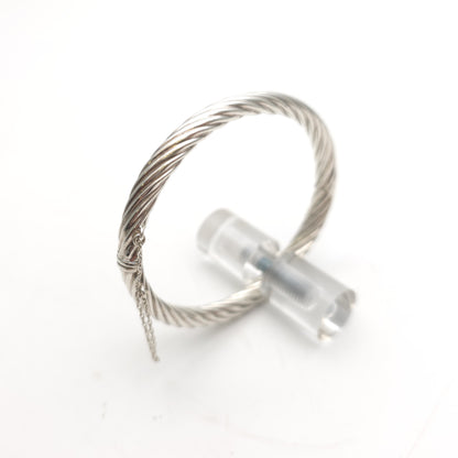 Sterling Silver Vintage Twisted Striped Ribbed Hinged Bangle With Safety Chain