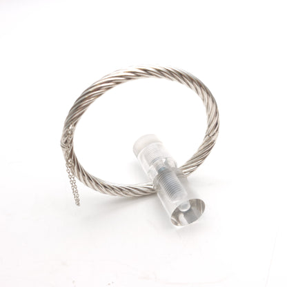 Sterling Silver Vintage Twisted Striped Ribbed Hinged Bangle With Safety Chain