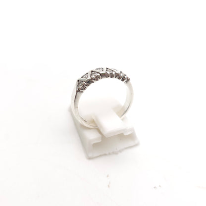 Sterling Silver White Stone Zig Zag Style Band Ring