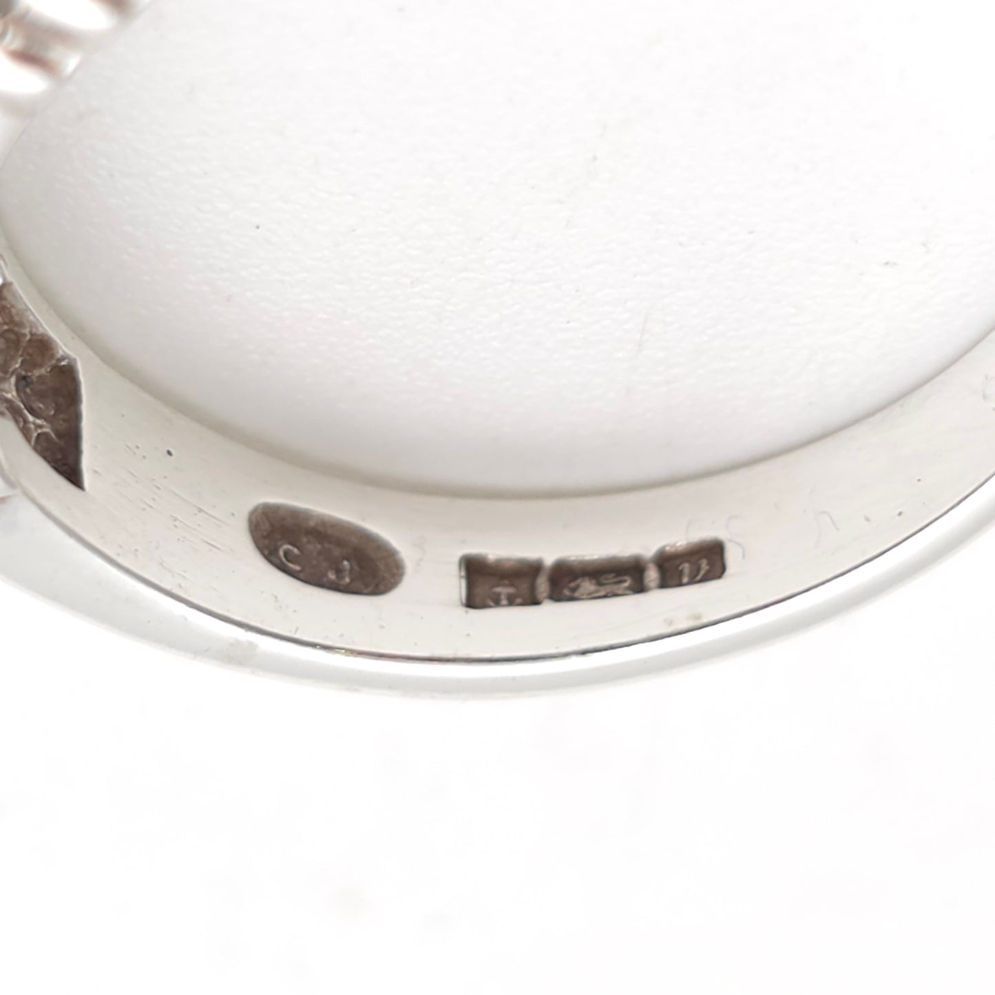 Sterling Silver White Stone Zig Zag Style Band Ring