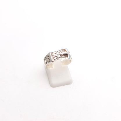 Sterling Silver Vintage Patterned Buckle Band Ring