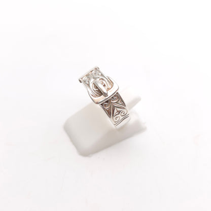 Sterling Silver Vintage Patterned Buckle Band Ring