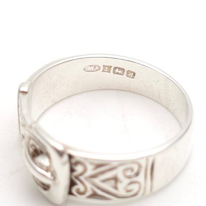 Sterling Silver Vintage Patterned Buckle Band Ring