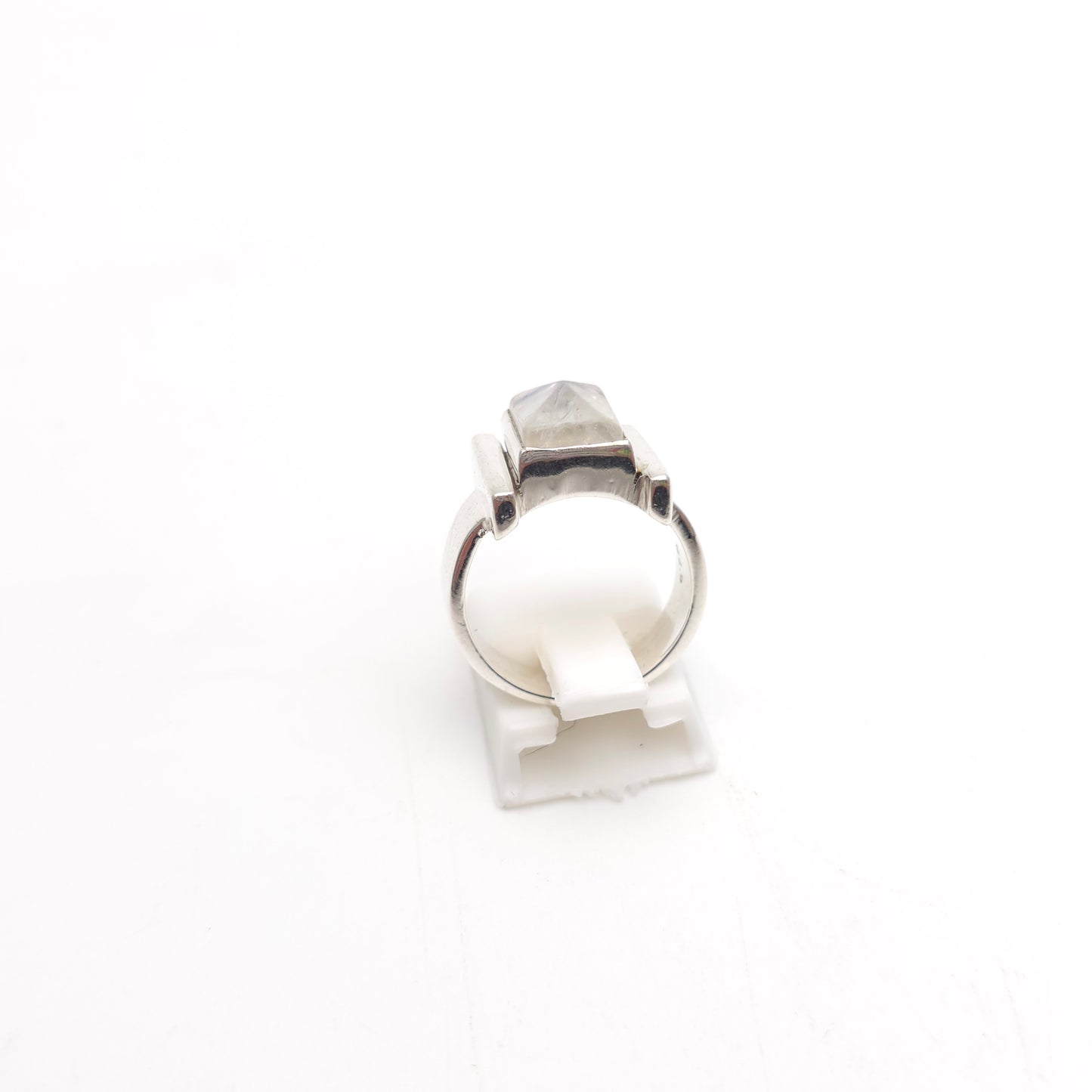 Sterling Silver Vintage Rectangular Sugarloaf Cut Labradorite / Moonstone Ring