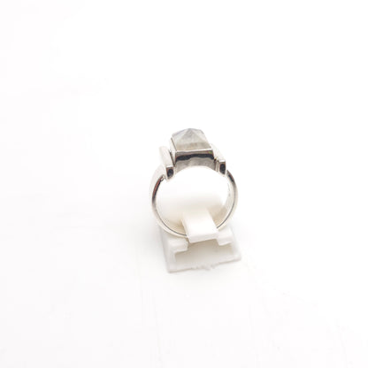 Sterling Silver Vintage Rectangular Sugarloaf Cut Labradorite / Moonstone Ring