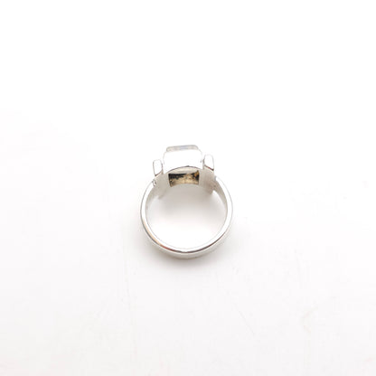 Sterling Silver Vintage Rectangular Sugarloaf Cut Labradorite / Moonstone Ring