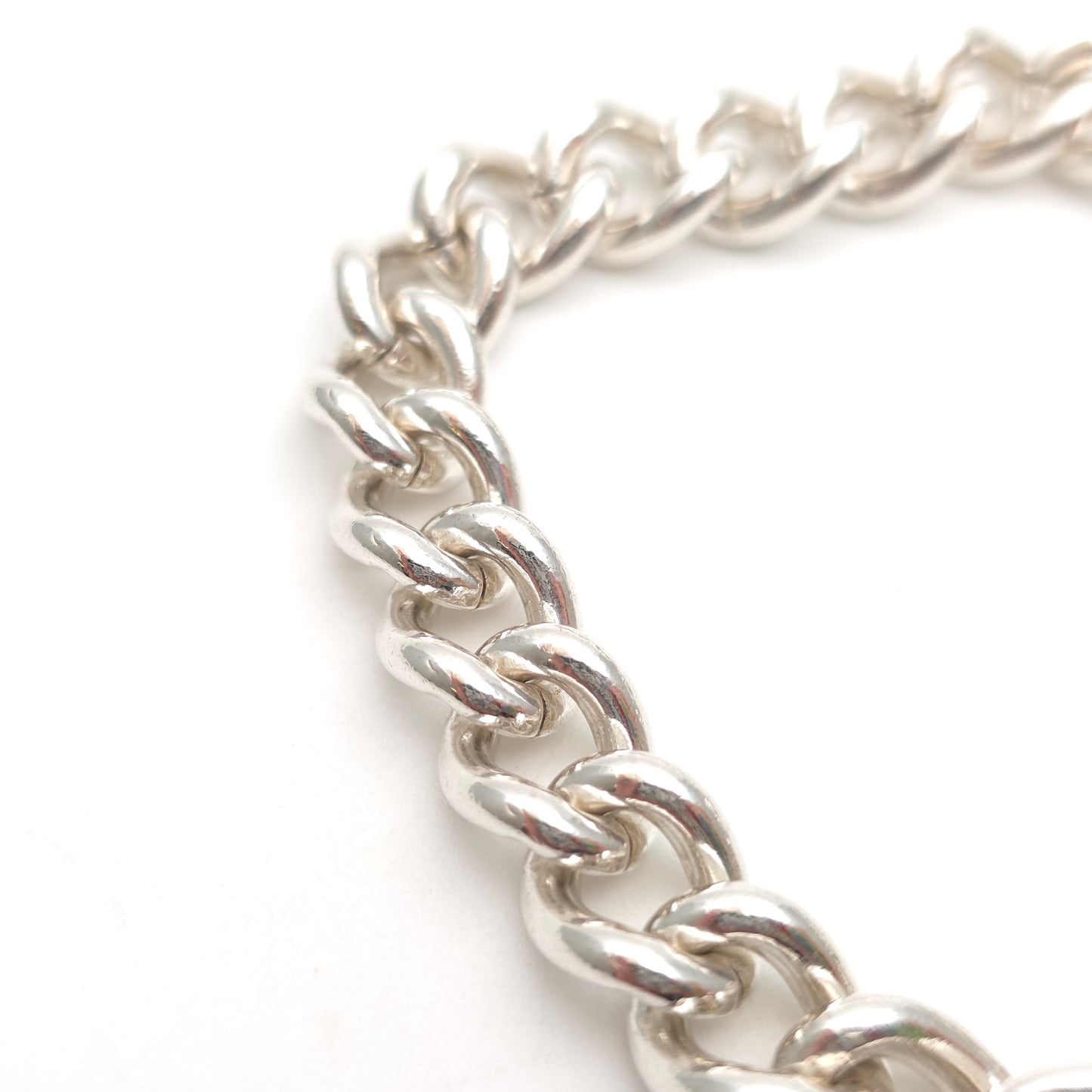 Sterling Silver XL Chunky Traditional Curb Bracelet With Heart Padlock Clasp