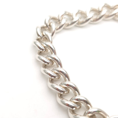 Sterling Silver XL Chunky Traditional Curb Bracelet With Heart Padlock Clasp