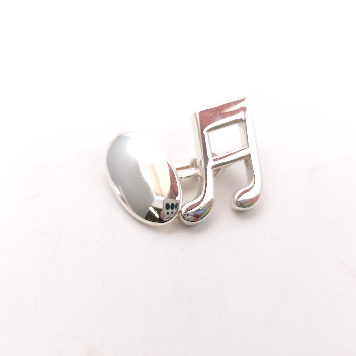 Sterling Silver Solid Polished Music Note Cufflinks