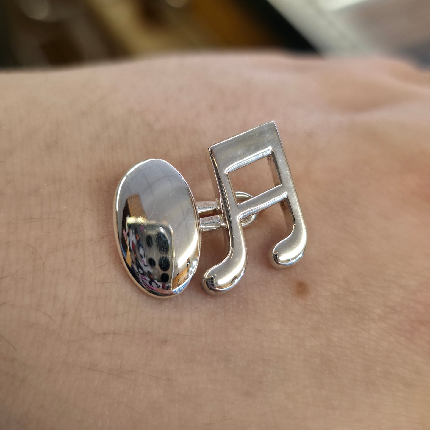 Sterling Silver Solid Polished Music Note Cufflinks