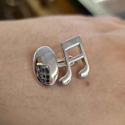 Sterling Silver Solid Polished Music Note Cufflinks