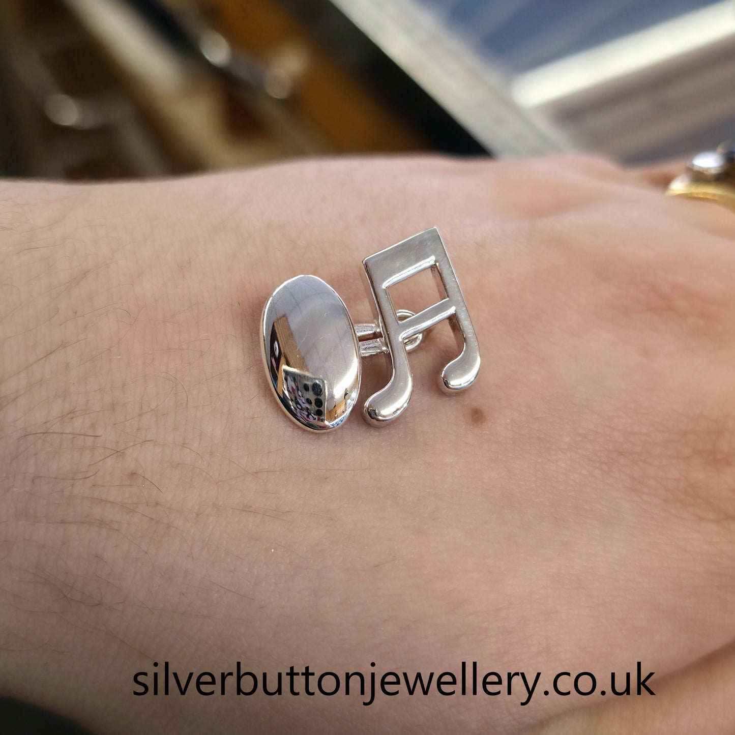 Sterling Silver Solid Polished Music Note Cufflinks