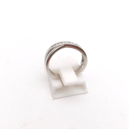 9ct White Gold Channel Set Diamond Crossover Half Eternity Style Ring