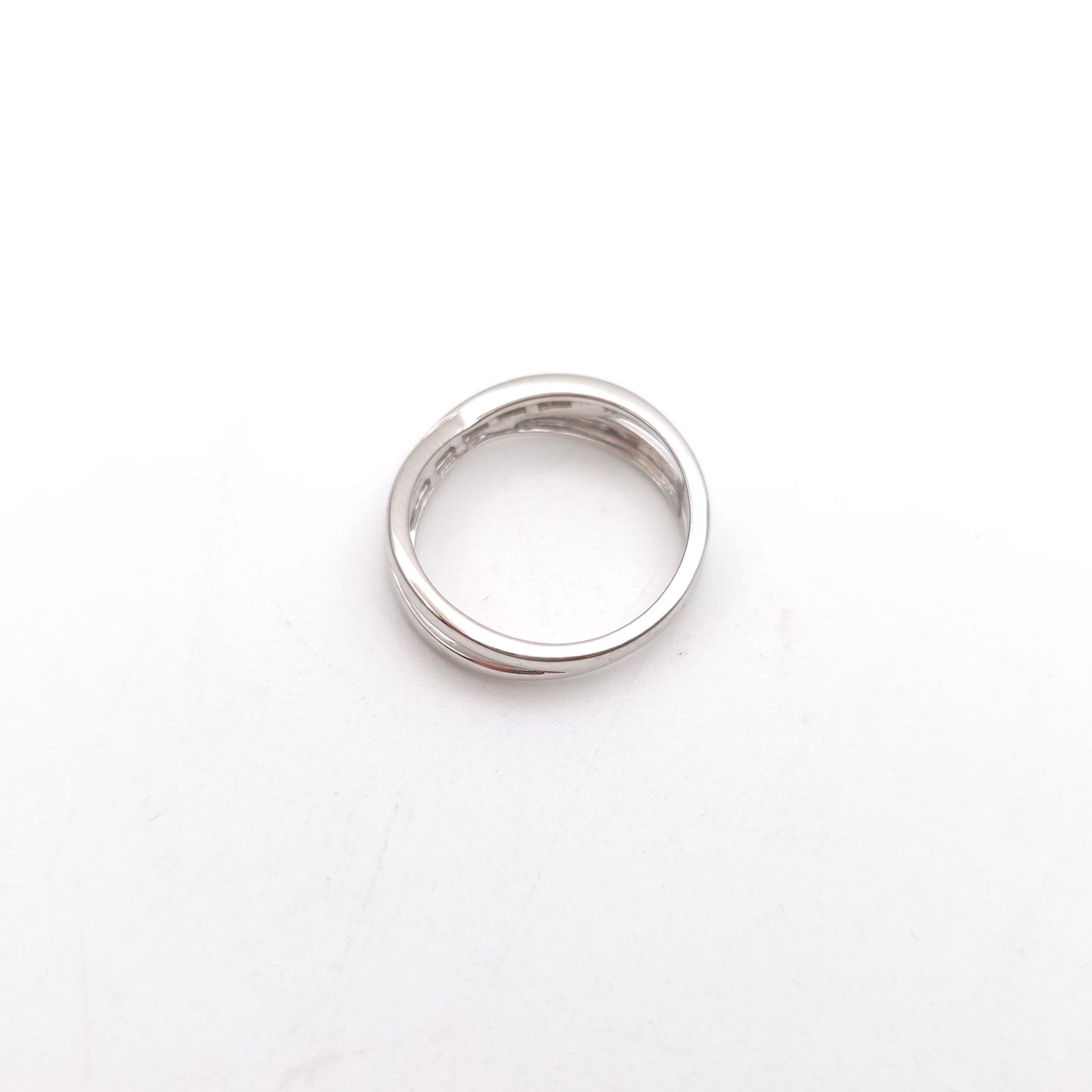 9ct White Gold Channel Set Diamond Crossover Half Eternity Style Ring