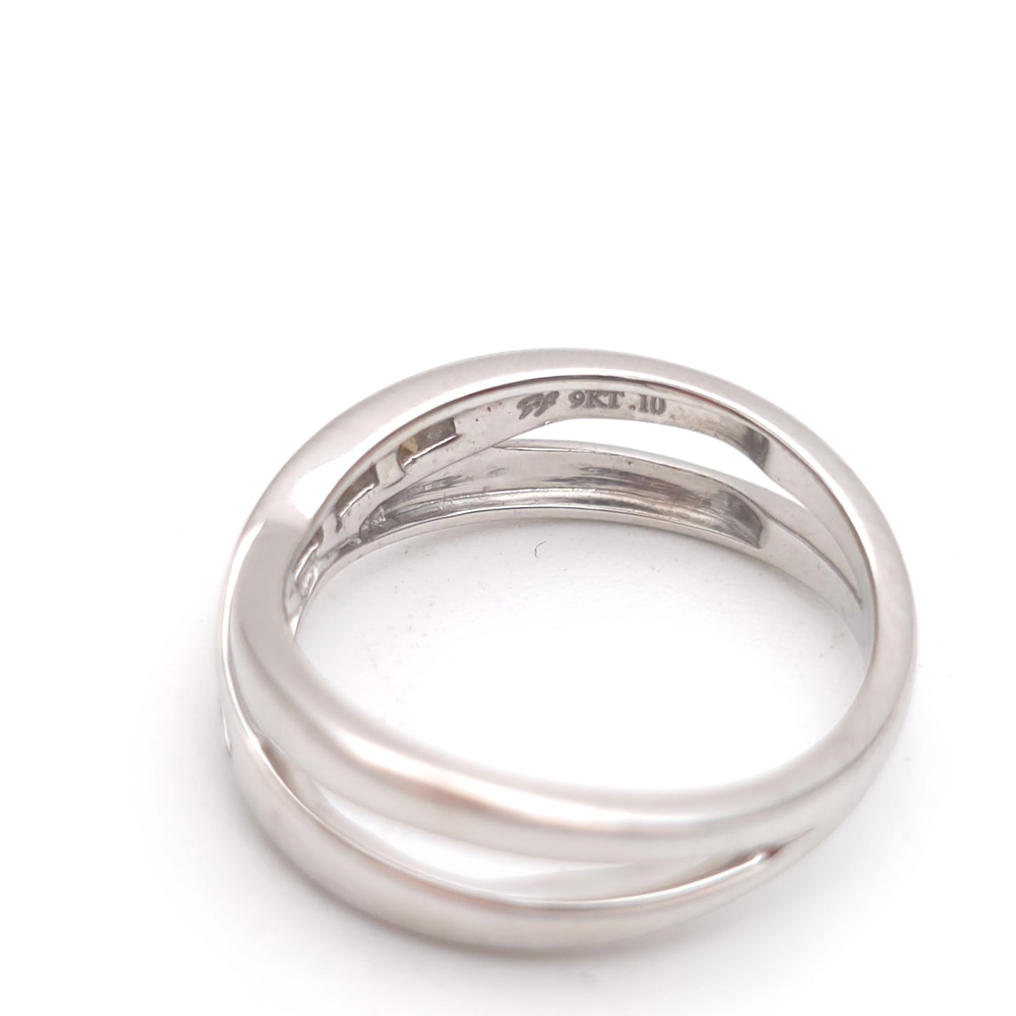 9ct White Gold Channel Set Diamond Crossover Half Eternity Style Ring