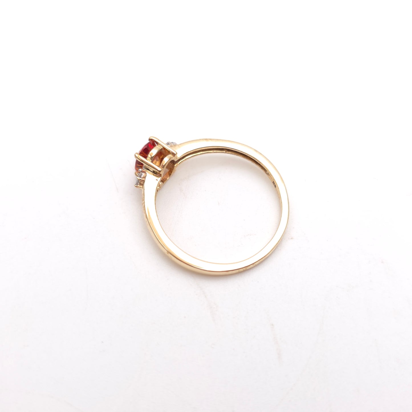 9ct Yellow Gold Oval Cut Orange Sapphire And Diamond Set Shoulder Ring