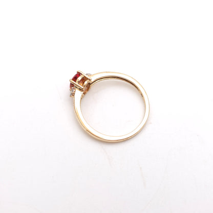9ct Yellow Gold Oval Cut Orange Sapphire And Diamond Set Shoulder Ring