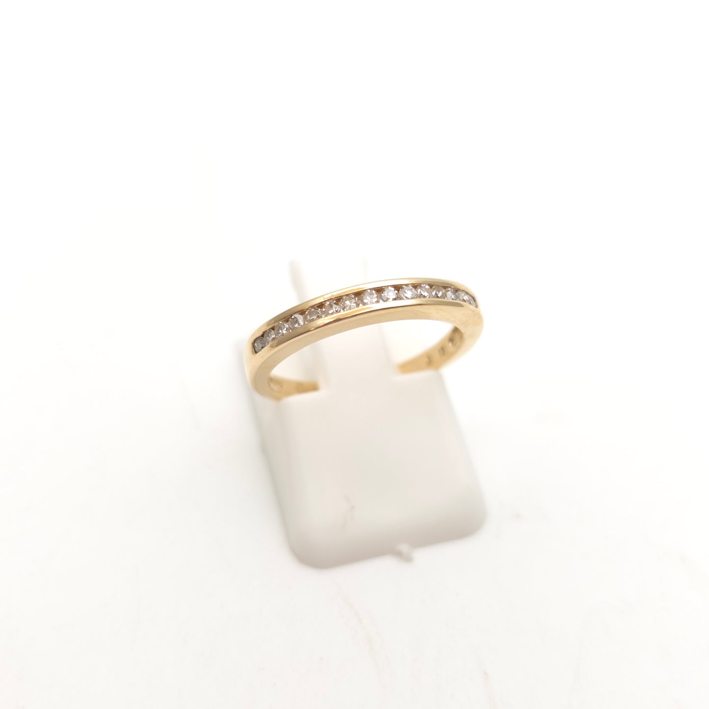 9ct Yellow Gold Vintage Channel Set Diamond Half Eternity Band Ring