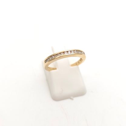 9ct Yellow Gold Vintage Channel Set Diamond Half Eternity Band Ring