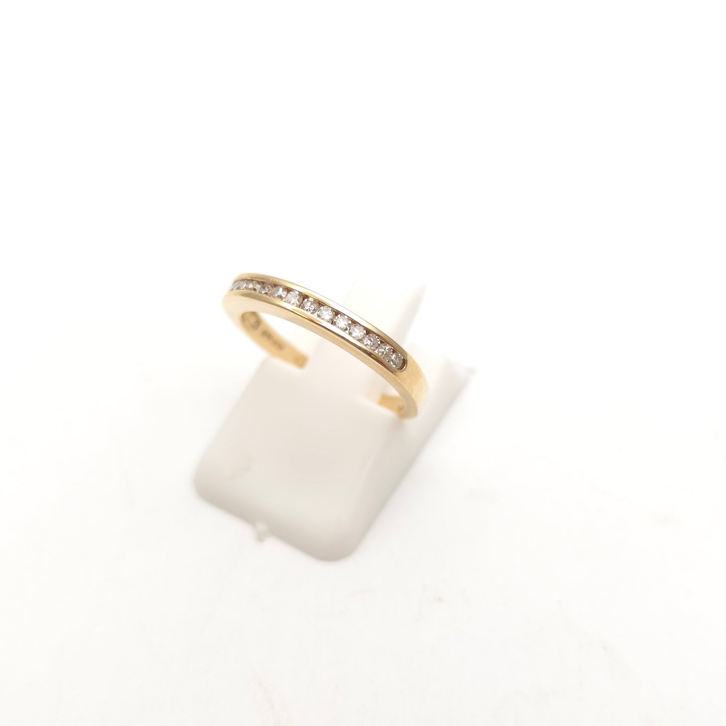 9ct Yellow Gold Vintage Channel Set Diamond Half Eternity Band Ring