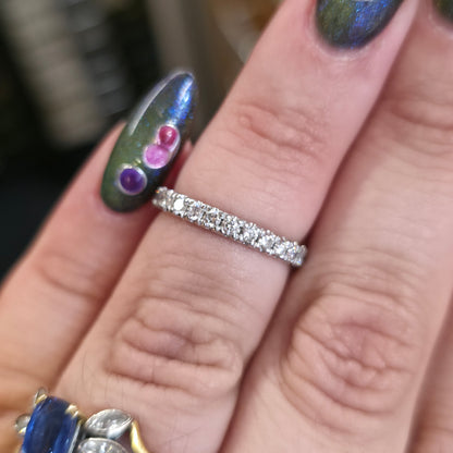 Platinum Round Cut Diamond Half Eternity Row Ring