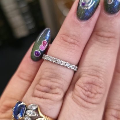 Platinum Round Cut Diamond Half Eternity Row Ring