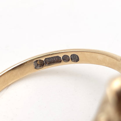9ct Yellow Gold Vintage Oval Cabochon Garnet Solitaire With Rope Border Ring