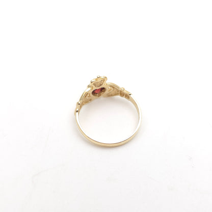 9ct Yellow Gold Heart Cut Garnet Claddagh Ring