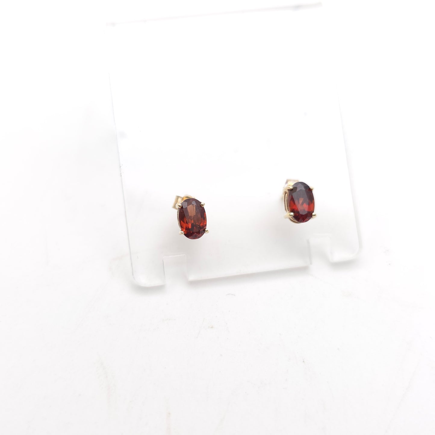 9ct Yellow Gold Classic Oval Cut Brown Topaz Solitaire Stud Earrings