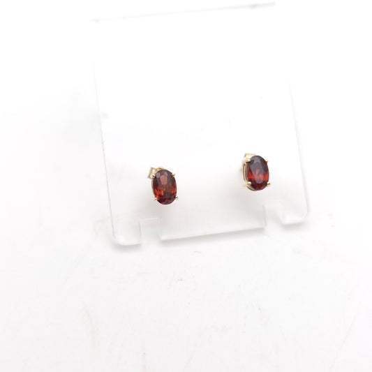 9ct Yellow Gold Classic Oval Cut Brown Topaz Solitaire Stud Earrings