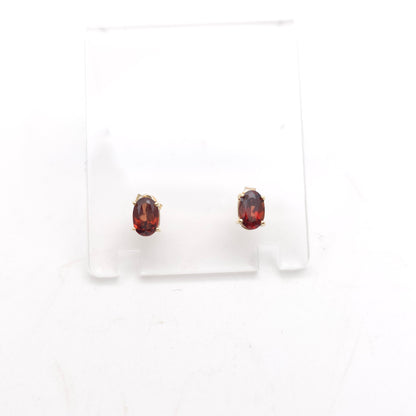 9ct Yellow Gold Classic Oval Cut Brown Topaz Solitaire Stud Earrings