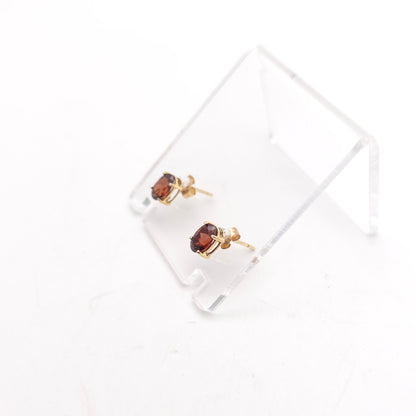 9ct Yellow Gold Classic Oval Cut Brown Topaz Solitaire Stud Earrings