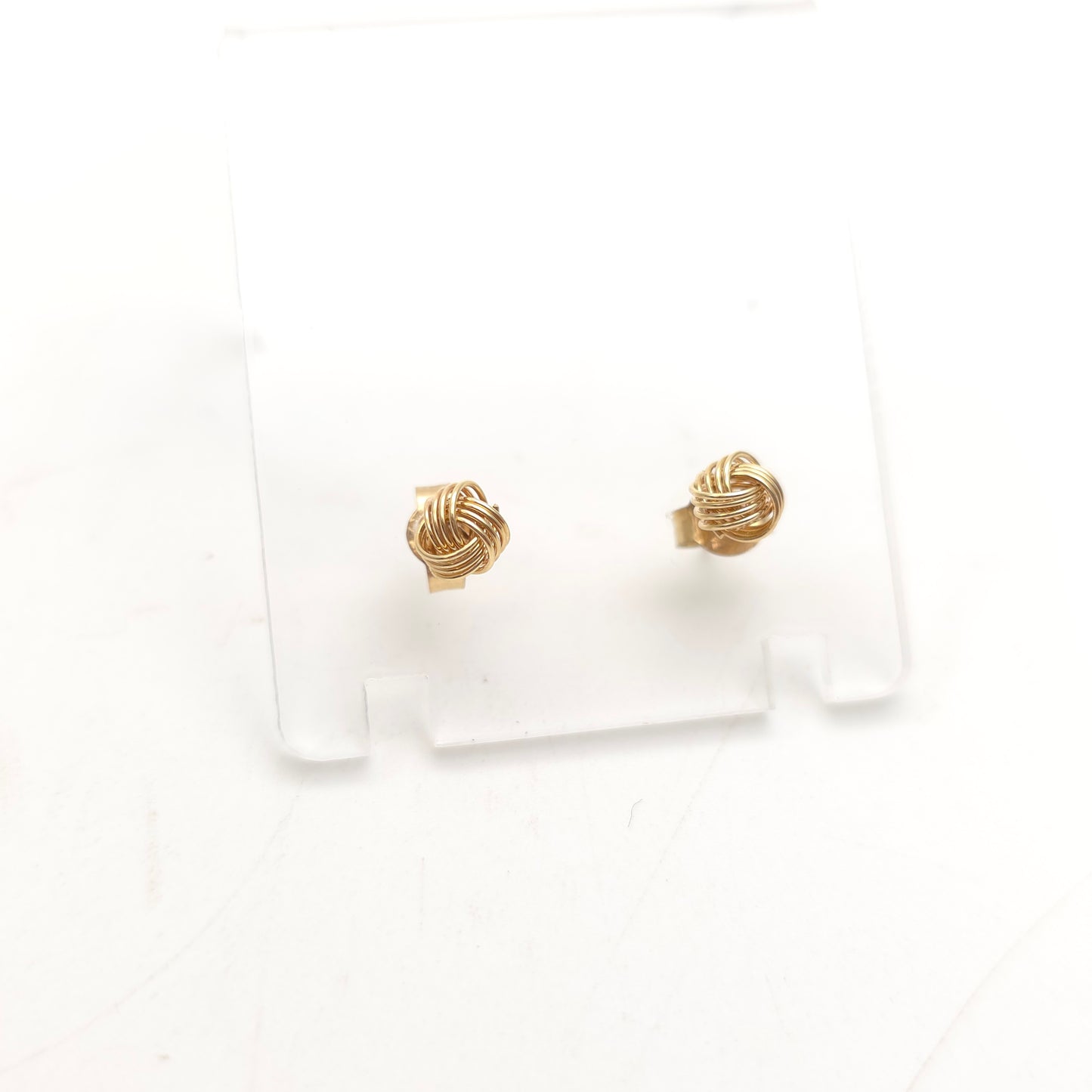 9ct Yellow Gold Small Lightweight 4 Strand Wire Knot Stud Earrings