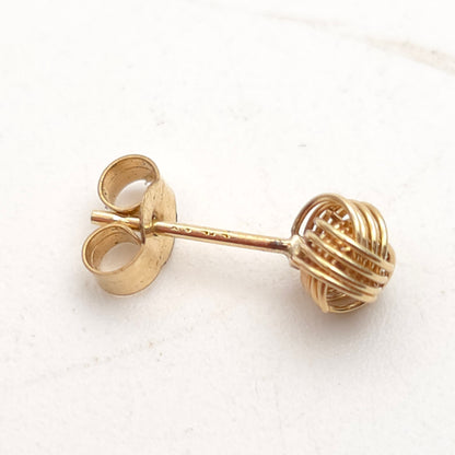 9ct Yellow Gold Small Lightweight 4 Strand Wire Knot Stud Earrings
