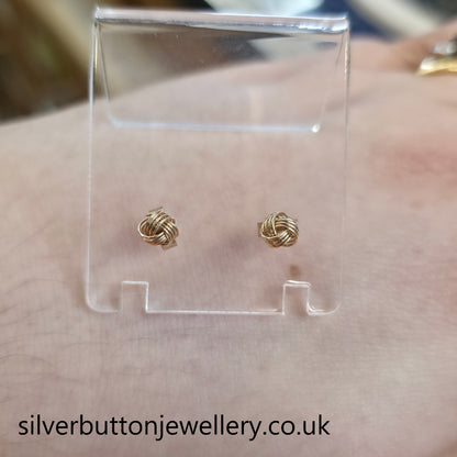 9ct Yellow Gold Small Lightweight 4 Strand Wire Knot Stud Earrings
