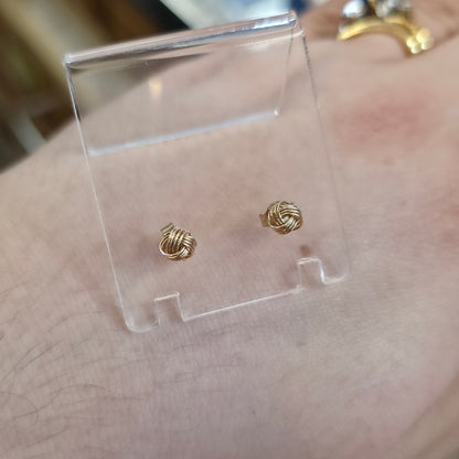 9ct Yellow Gold Small Lightweight 4 Strand Wire Knot Stud Earrings