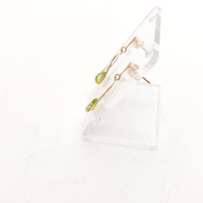 9ct Yellow Gold Crossover Double Loop Pear Cut Peridot Drop Earrings