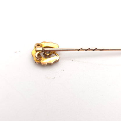9ct Yellow Gold Antique Pearl And Diamond Horseshoe Stick Pin
